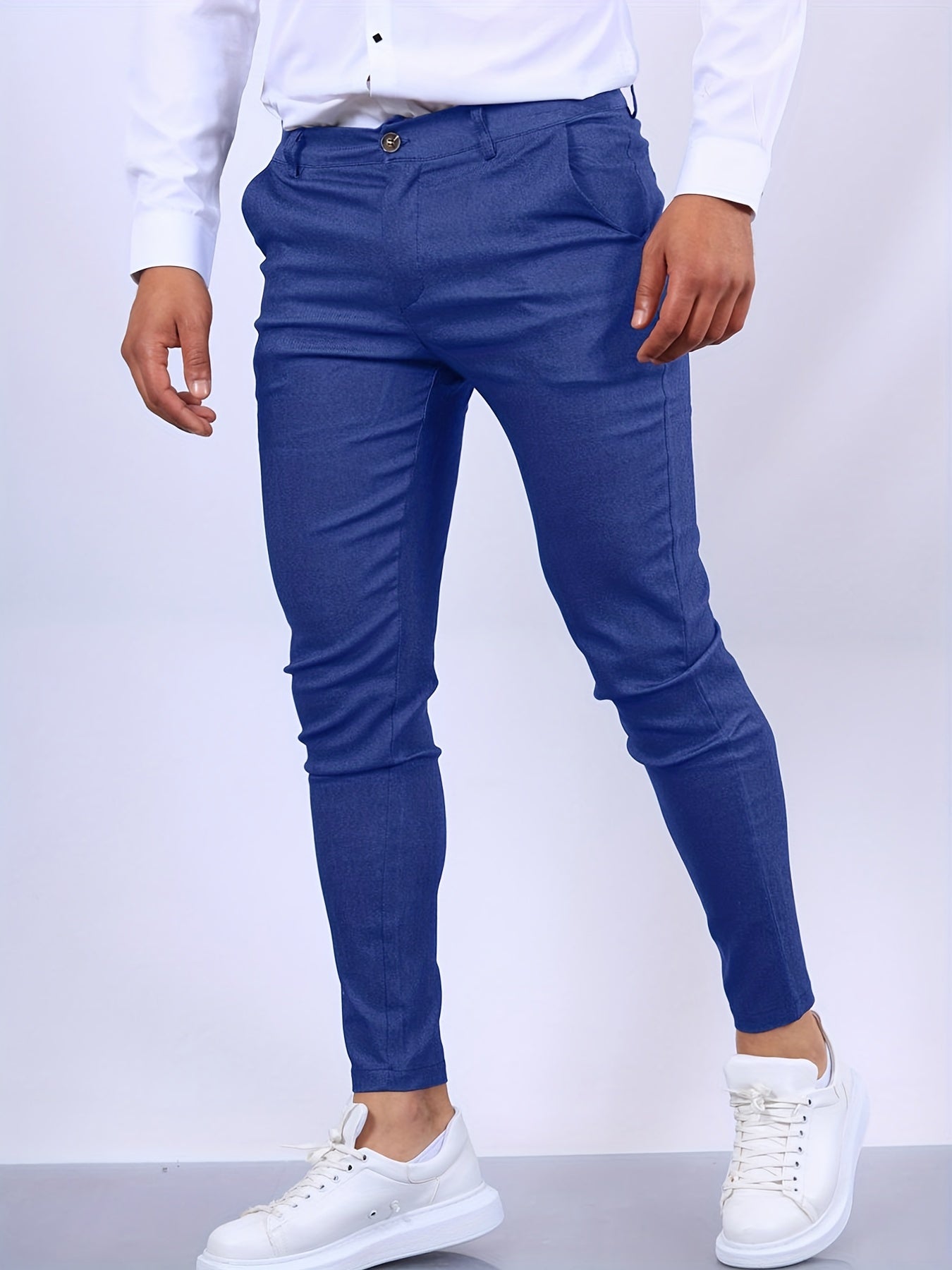 Hugh - Slim Fit Business Trousers For Men In Stretch