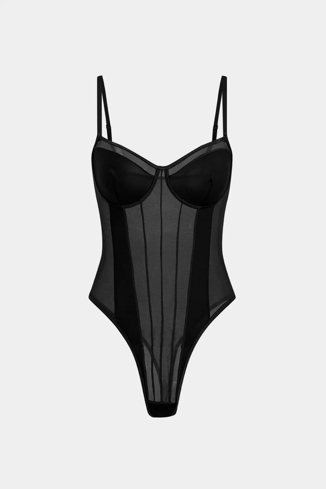 Fay - Sexy Backless Mesh Women's Sheer Corset Bodysuit for Stunning Allure