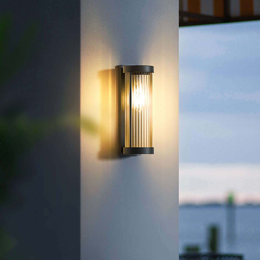 Solvaris – Outdoor Cylindrical Metal & Glass Wall Light