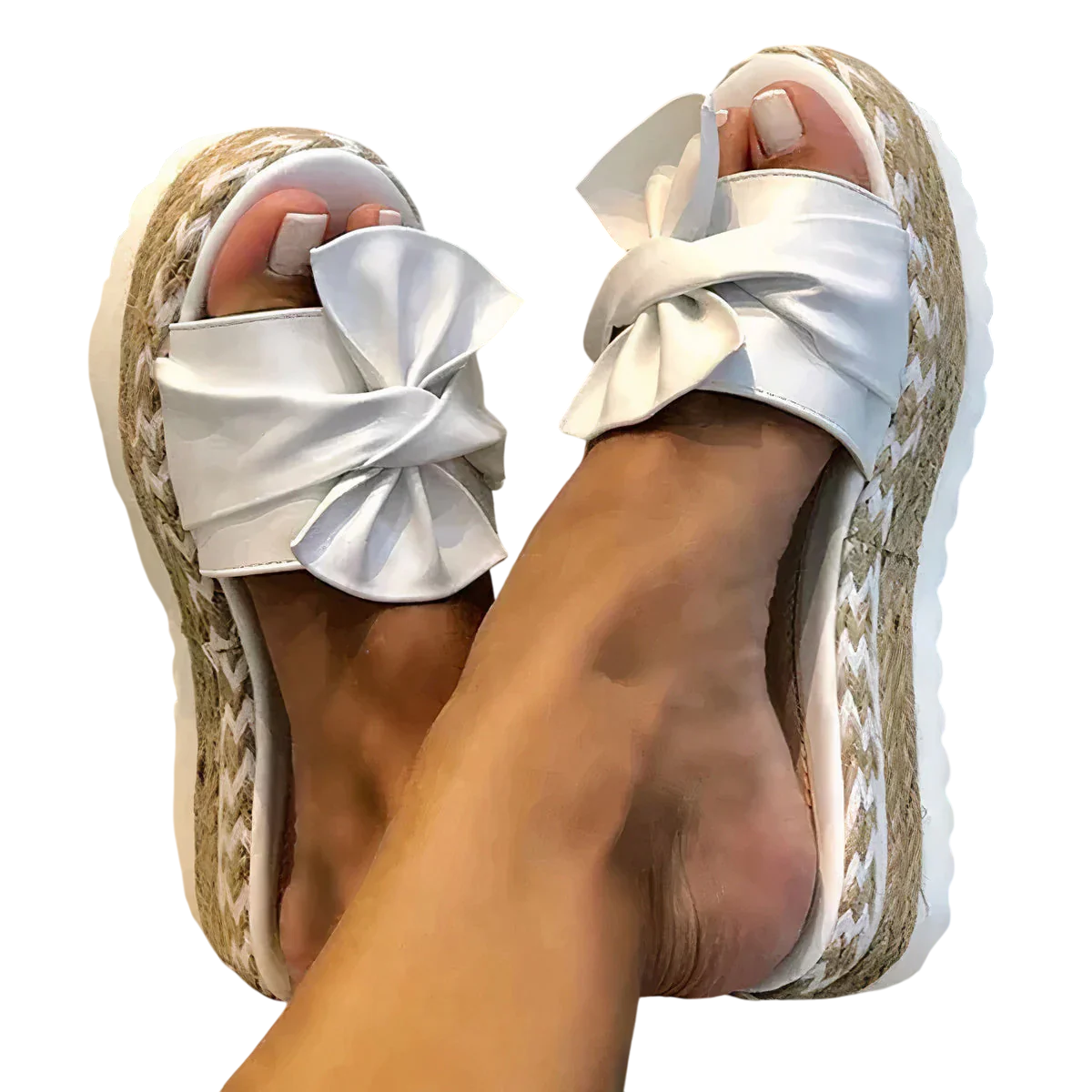 Helene - Trendy Woven Platform Sandals with Knotted Bow Detail