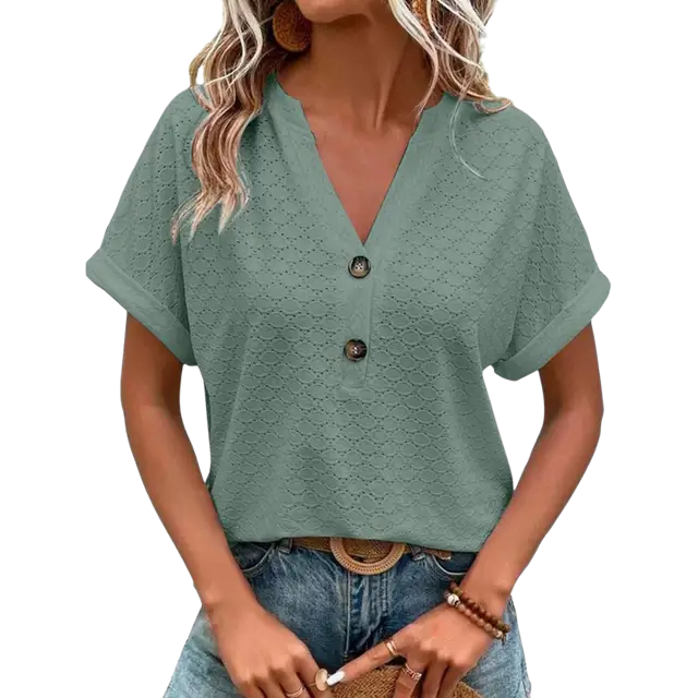 Esmeralda - Breathable V-neck Women's Summer Top for Chic Style