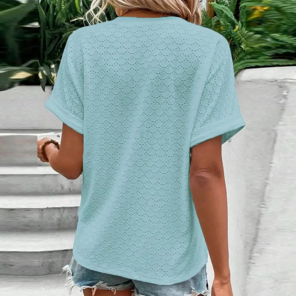 Esmeralda - Breathable V-neck Women's Summer Top for Chic Style