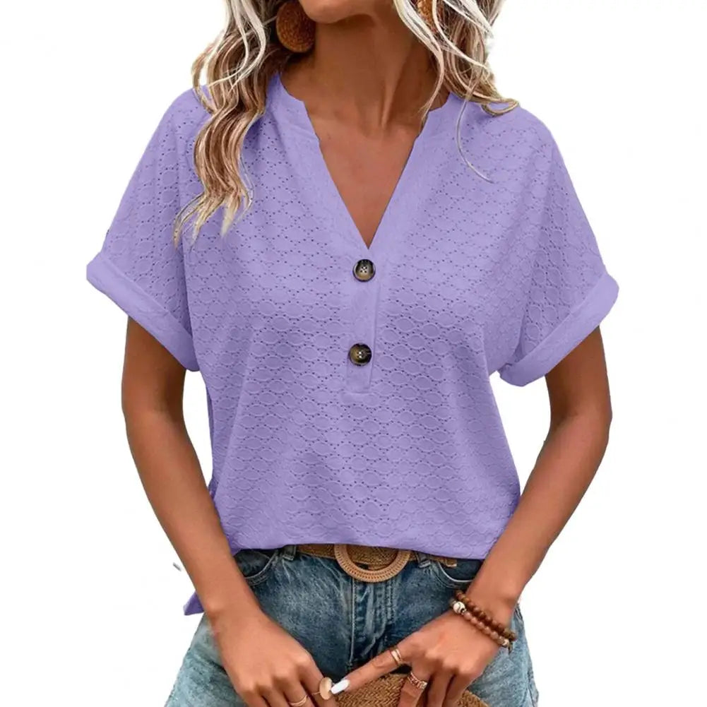Esmeralda - Breathable V-neck Women's Summer Top for Chic Style