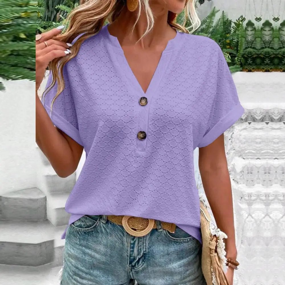 Esmeralda - Breathable V-neck Women's Summer Top for Chic Style