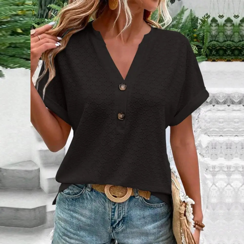 Esmeralda - Breathable V-neck Women's Summer Top for Chic Style