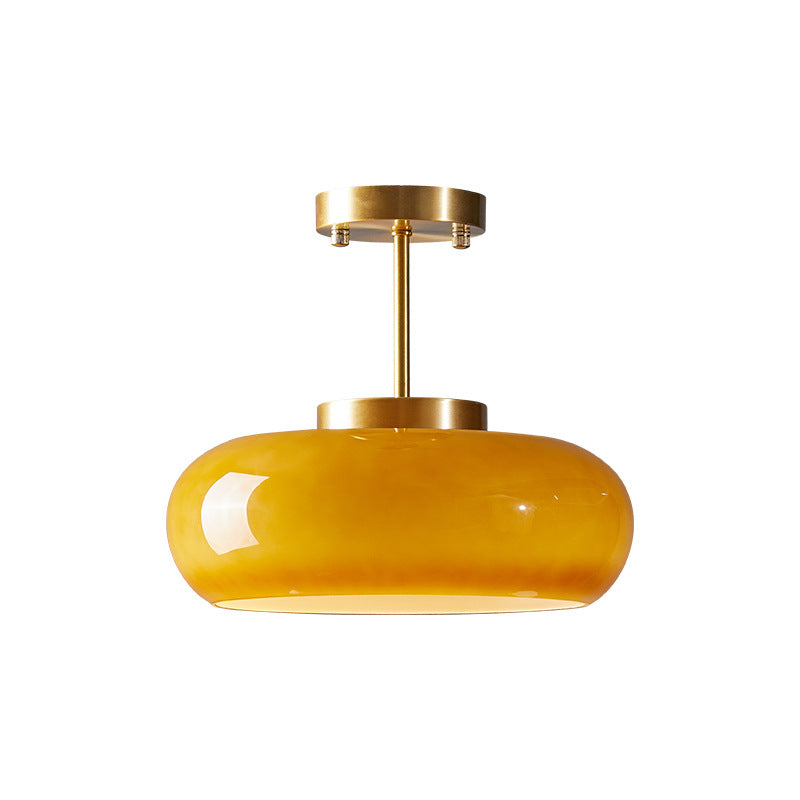 Ambrelle – Round Ceiling Light with Amber Glass Shade