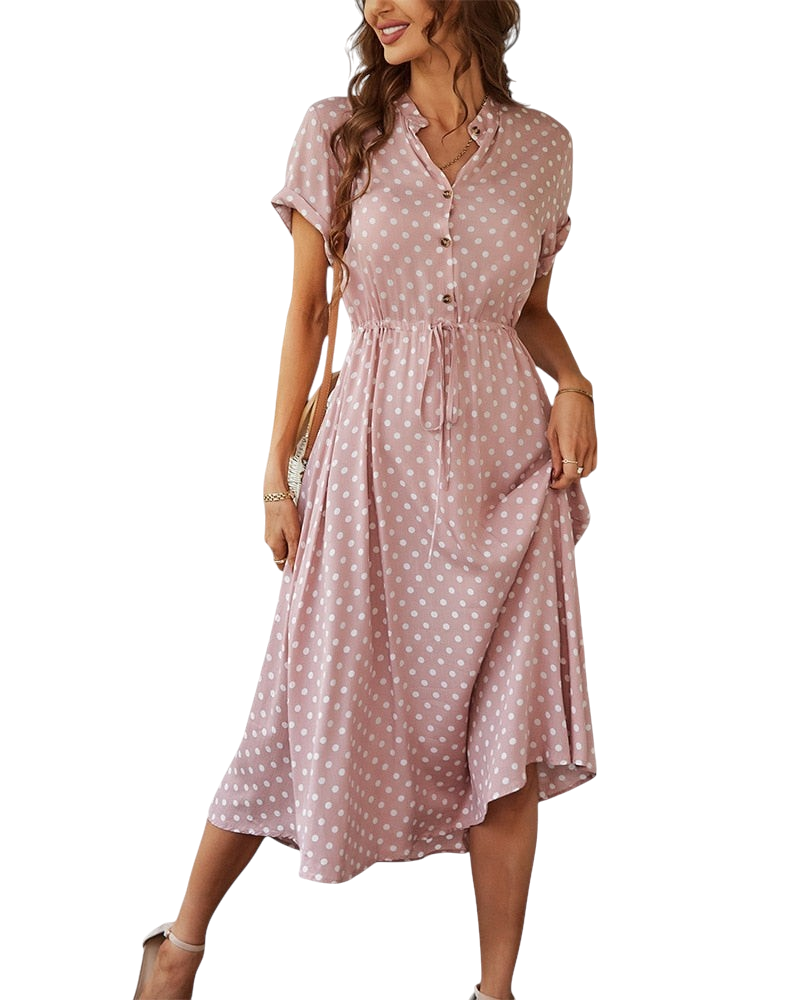 Julep - Stylish Women's Polka Dot Dress with V-neck and Knee-length Cut