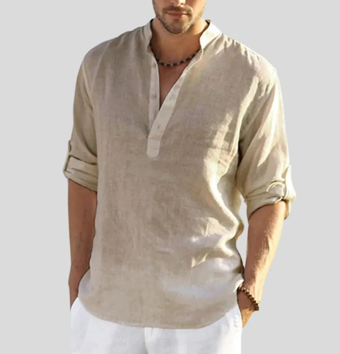 Everett - Elegant Men's Linen Shirt with Classic Collar