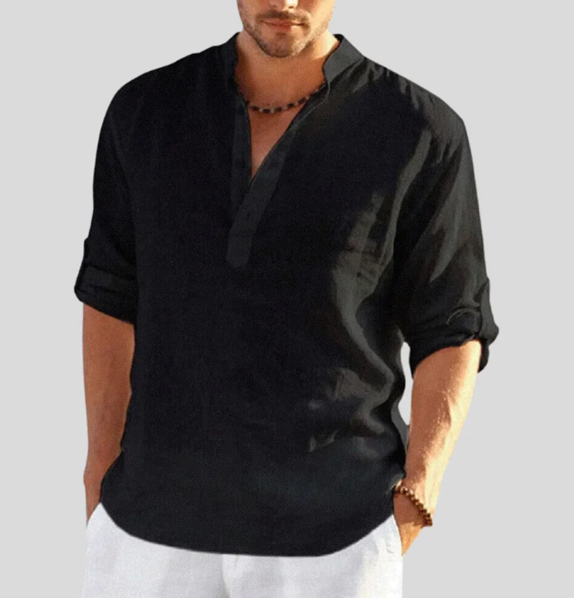 Everett - Elegant Men's Linen Shirt with Classic Collar
