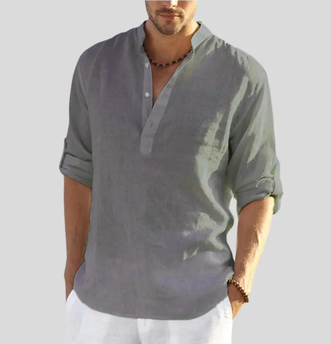 Everett - Elegant Men's Linen Shirt with Classic Collar