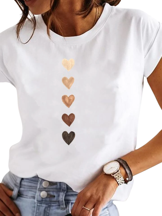 Benita - Stylish Women's T-Shirt with Versatile Floral and Heart Designs