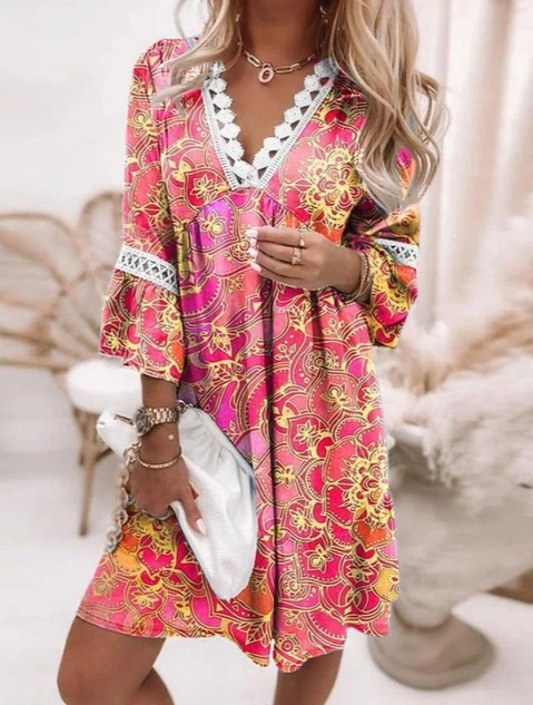Fenja - Stylish Women's Casual Dress with Boho Vibes and Embroidery