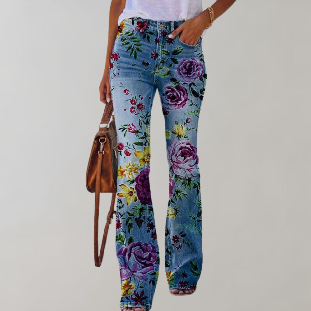 Viridis - Stylish Women's Trousers with Floral Print Design