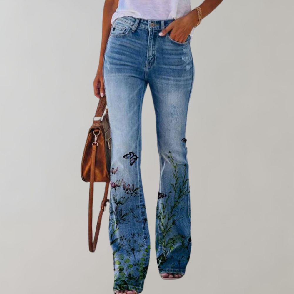 Viridis - Stylish Women's Trousers with Floral Print Design