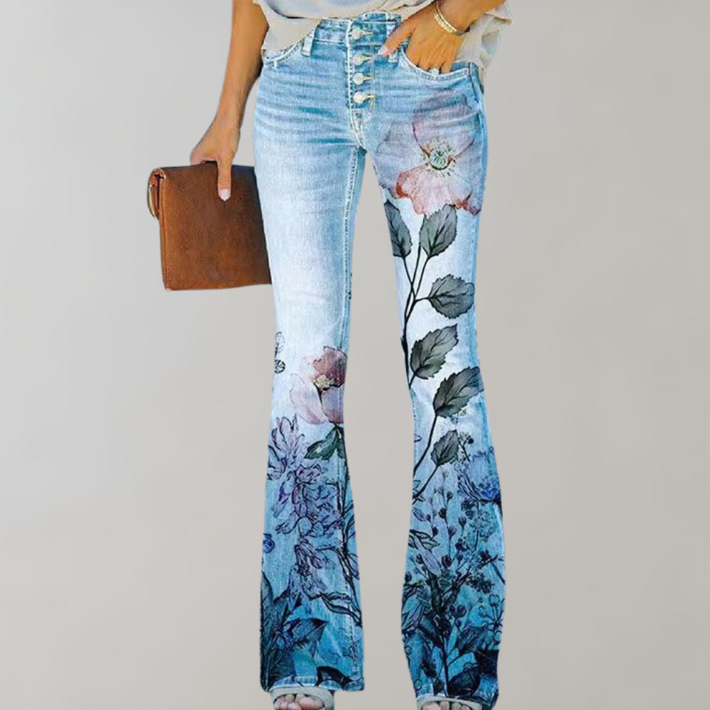 Viridis - Stylish Women's Trousers with Floral Print Design