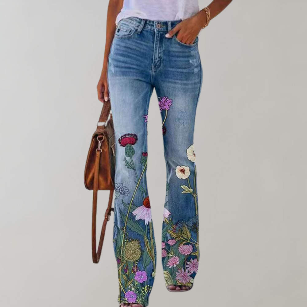 Viridis - Stylish Women's Trousers with Floral Print Design