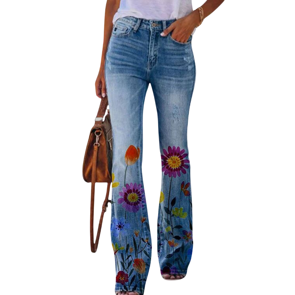 Viridis - Stylish Women's Trousers with Floral Print Design