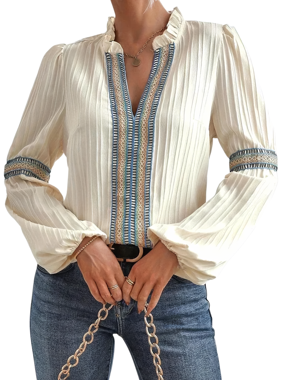 Evelina - Vintage Blouse with Ruffles and Bohemian Elegance
