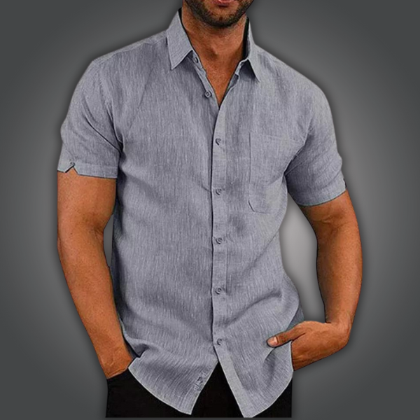 Charlie - Stylish Men's Button-Up Polo Shirt in Premium Cotton and Linen