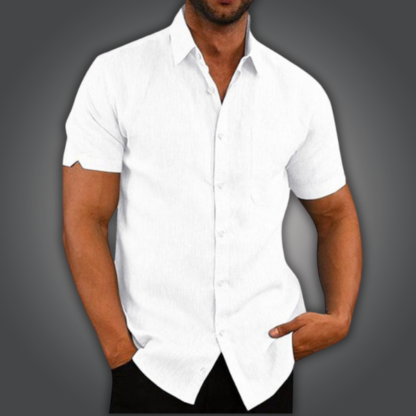 Charlie - Stylish Men's Button-Up Polo Shirt in Premium Cotton and Linen
