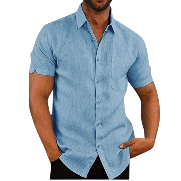 Charlie - Stylish Men's Button-Up Polo Shirt in Premium Cotton and Linen