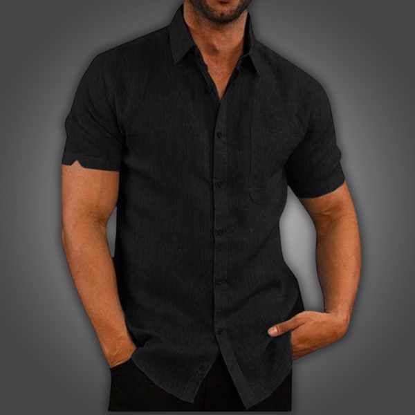 Charlie - Stylish Men's Button-Up Polo Shirt in Premium Cotton and Linen