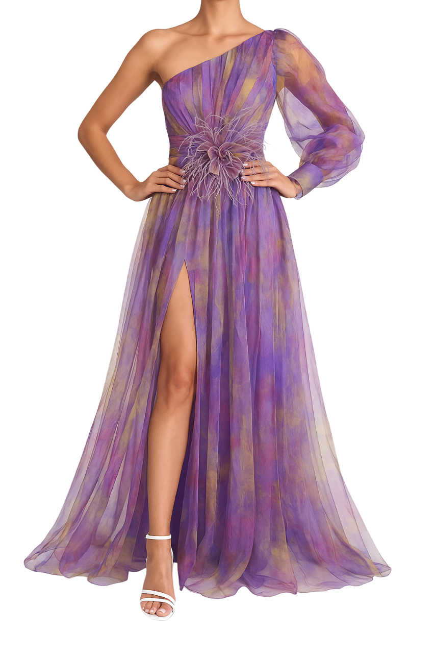 Ariella- Elegant Women's Long Summer Evening Gown with Floral Design