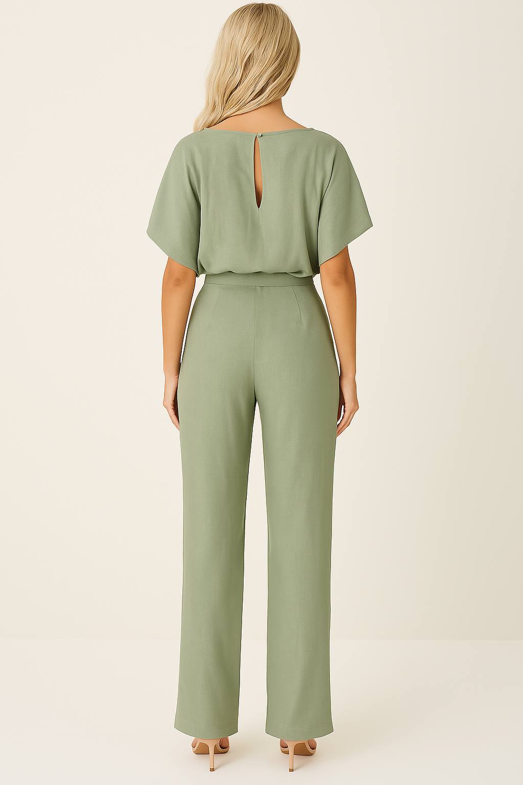 Kaelyn - Elegant Black Jumpsuit With Self Tie Belt Waist