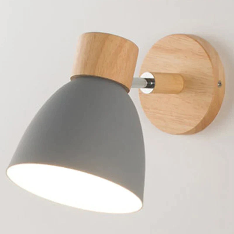 Tublora - Nordic Wall Lamp With Pink Shade And Wood Body