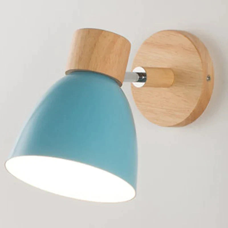 Tublora - Nordic Wall Lamp With Pink Shade And Wood Body