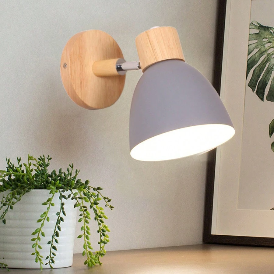 Tublora - Nordic Wall Lamp With Pink Shade And Wood Body