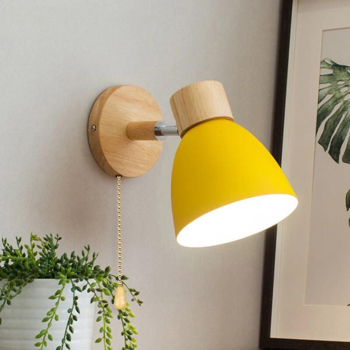 Tublora - Nordic Wall Lamp With Pink Shade And Wood Body