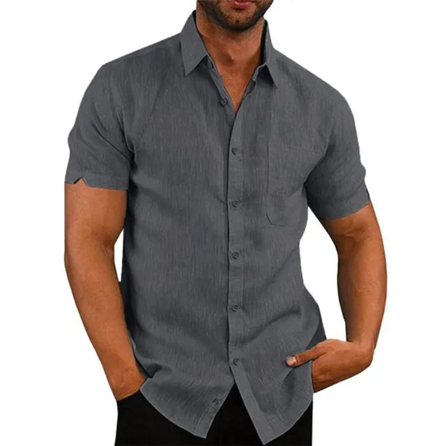Jayden - Classic Linen Shirt for Men with Short Sleeves