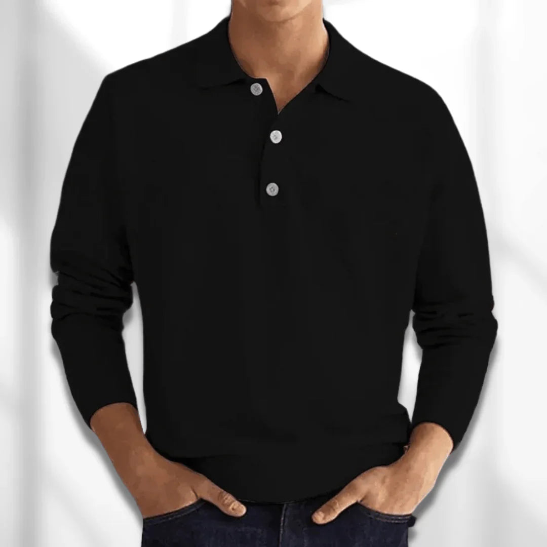 Jeffrey - Stylish Men's Long-Sleeved Polo Sweater for All-Day Comfort