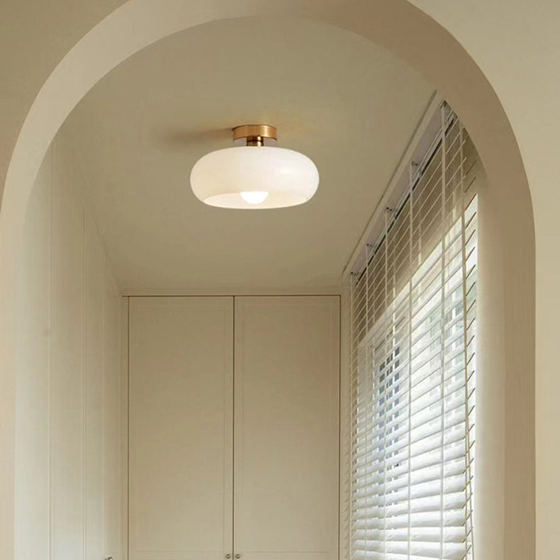 Ambrelle – Round Ceiling Light with Amber Glass Shade