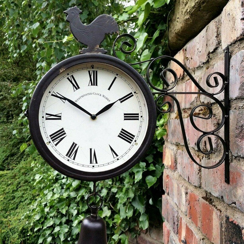 Skyvera - Alaric Double Sided Wall Clock Robust Iron For Home Decor