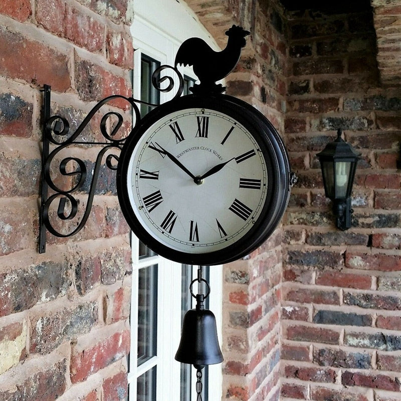 Skyvera - Alaric Double Sided Wall Clock Robust Iron For Home Decor