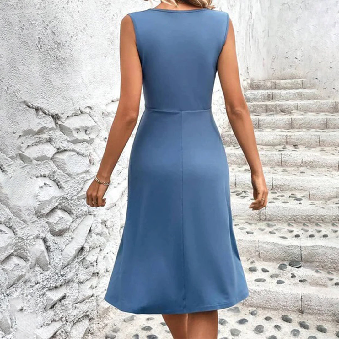 Laney - Elegant Summer Dress with Wrap Neckline and Ruffle Sleeves
