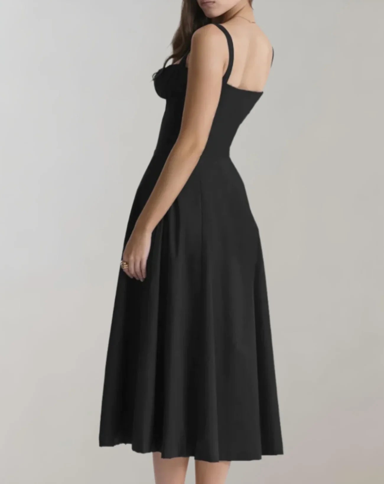 Celeste - Elegant Sleeveless Cotton Dress with Corset Bodice and Flowing Skirt