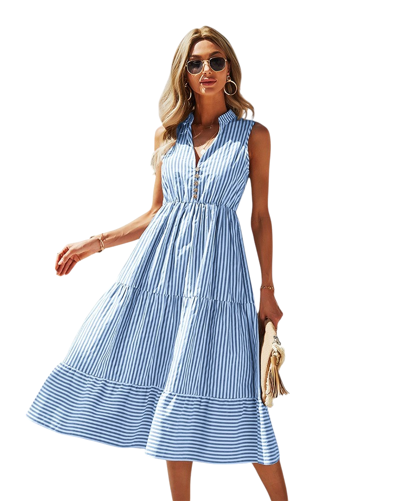 Wendolyn - Stylish Striped Midi Dress for Elegant Summer Days