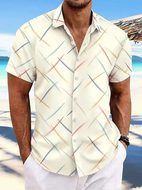 Elmer - Stylish Patterned Shirt for Modern Men in High-Quality Linen
