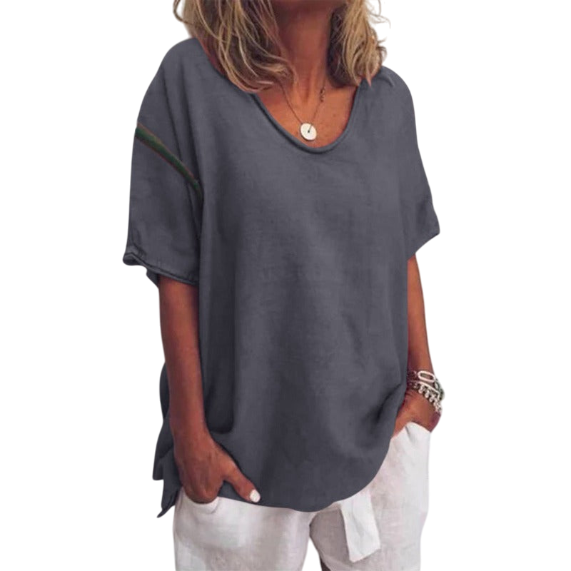 Beatrice - Comfortable Loose Blouse for Women with V-neck and Short Sleeves