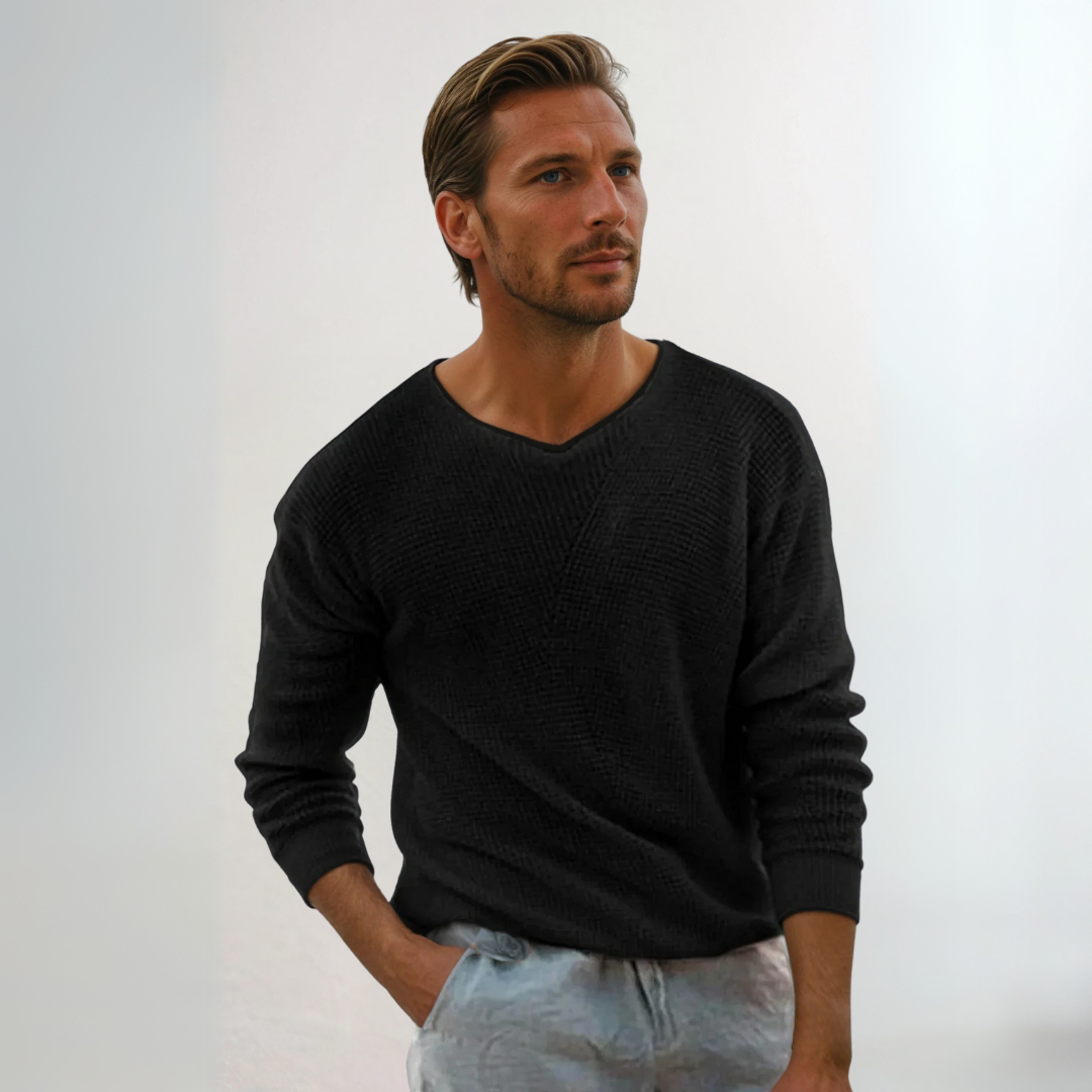 Norman - Classic Men's Waffle Knit Sweater for Timeless Comfort