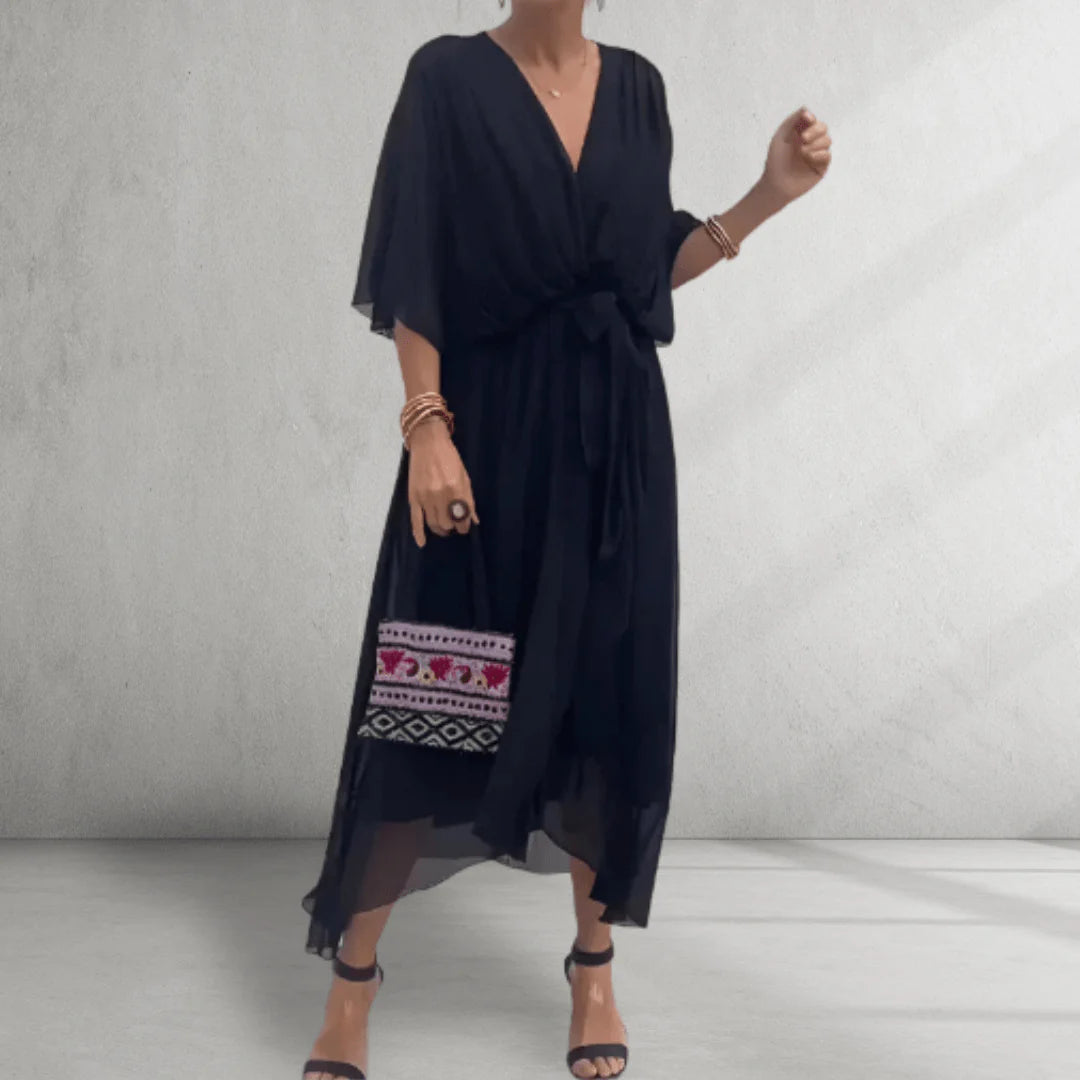 Seraphina - Timeless Wrap Midi Dress for Effortless Elegance