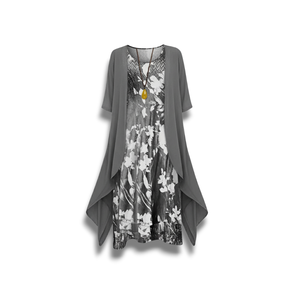 Emmy - Elegant Women's Floral Print Dress with Blazer