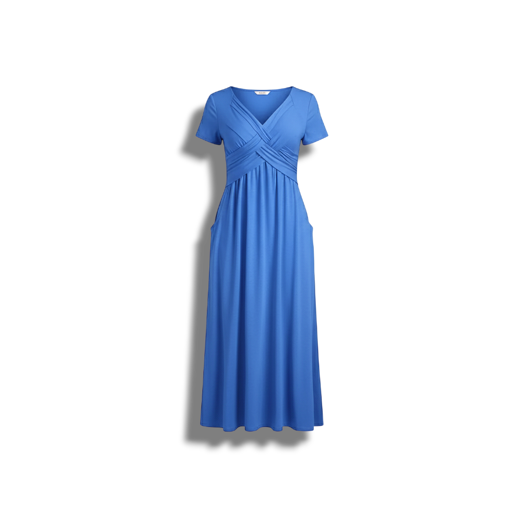Demi - Soft A-Line Midi Dress with V-Neck for Women