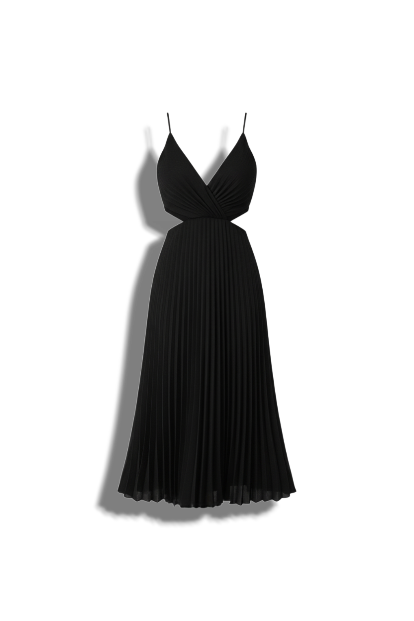Rainelle - Elegant Sleeveless V-neck Maxi Dress with Pleated Skirt