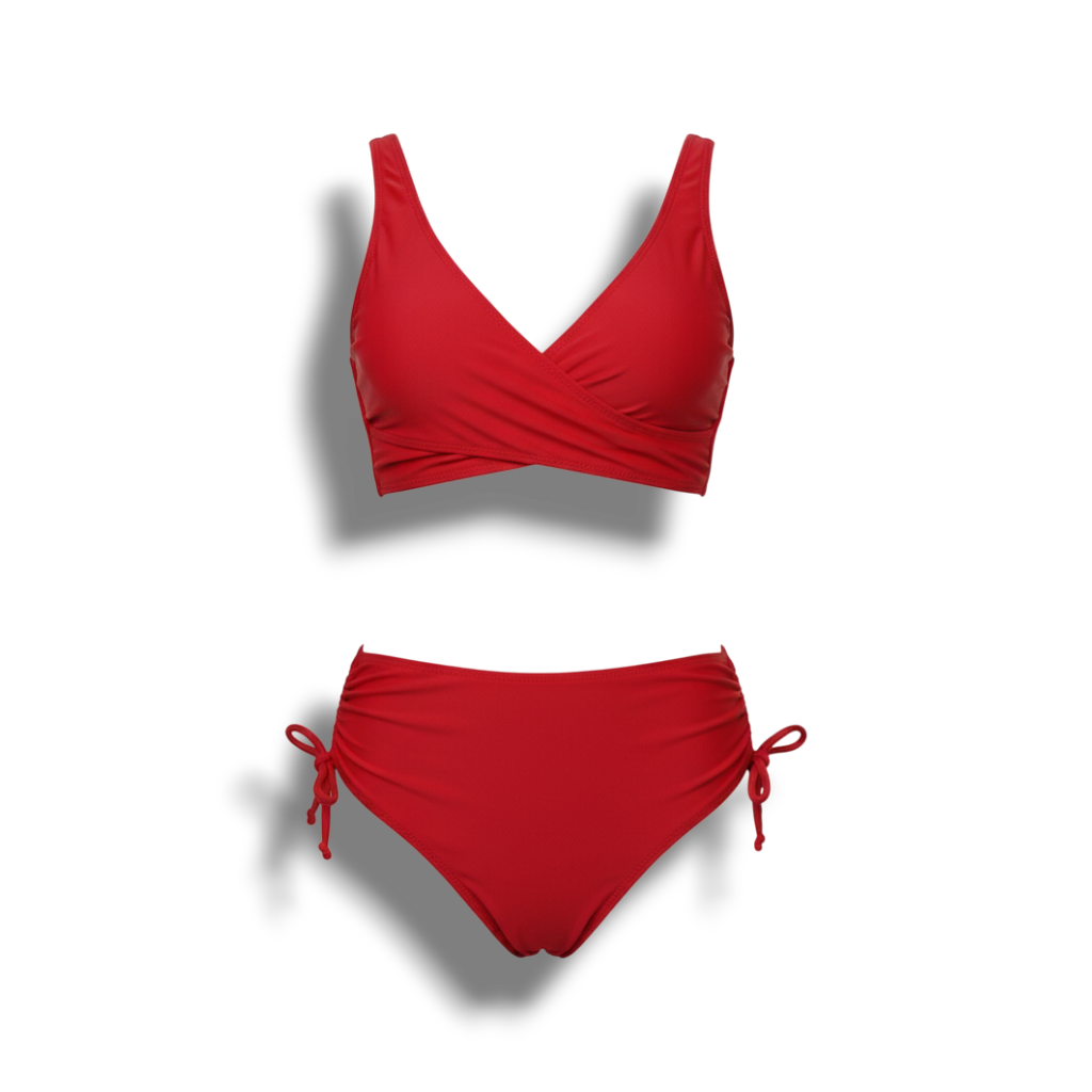 Rosemarie - Wrap Bikini Top With Wide Straps High Waist Side Tie