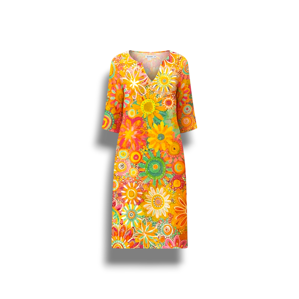 Lystra - Playful Floral Print Dress for Warm Weather Events