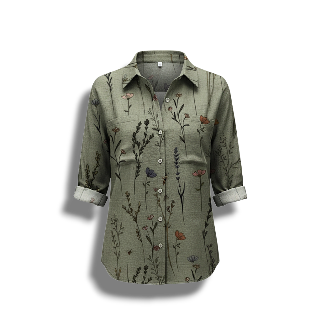 Mona - Women's Vintage Blouse with Floral Pattern and Timeless Elegance